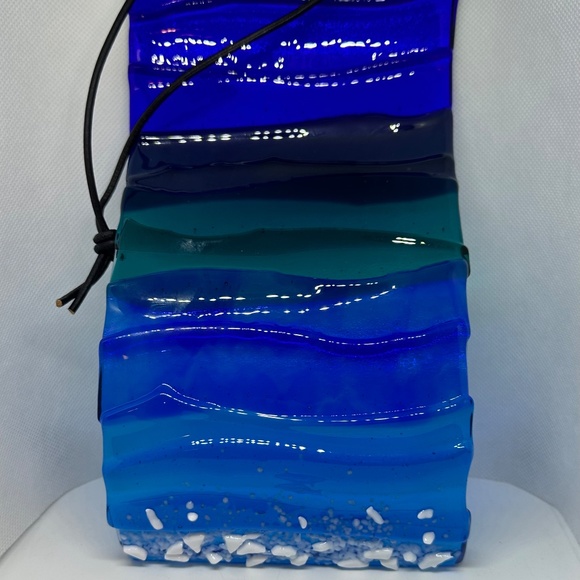 Fused glass ocean sun catcher or wall hanging - 5x9 inches - handmade - Picture 5 of 6